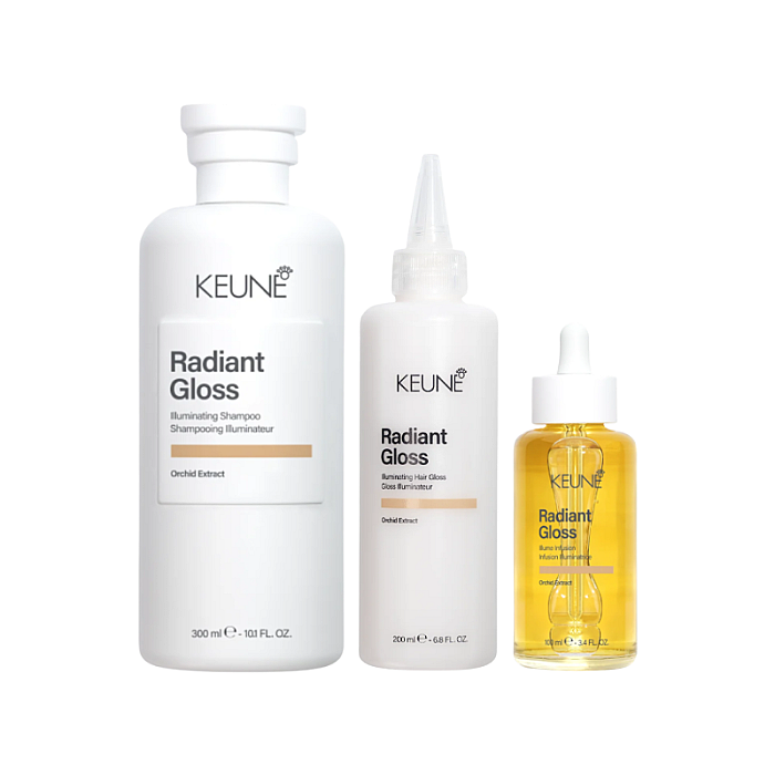 Pachet pentru stralucirea parului Care Radiant Gloss - Sampon 300ml, Tratament 200ml, Ser 100ml