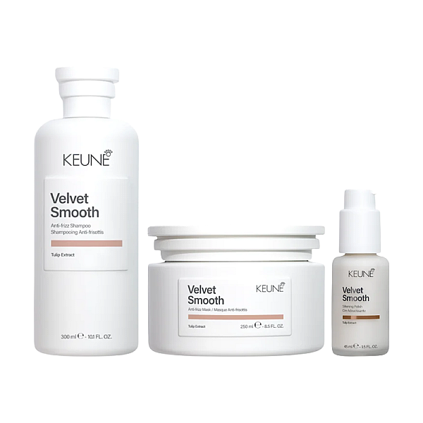 Pachet pentru netezirea parului Care Velvet Smooth - Sampon 300ml, Masca 250ml, Ser 45ml