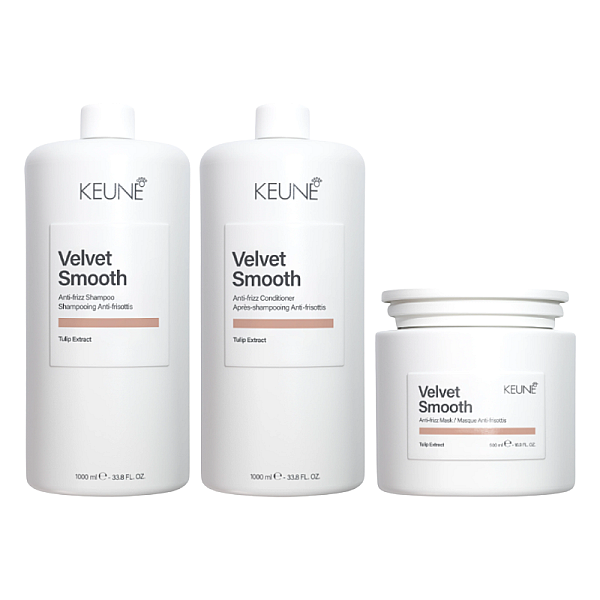 Pachet pentru netezirea parului Care Velvet Smooth - Sampon 1000ml, Balsam 1000ml, Masca 500ml