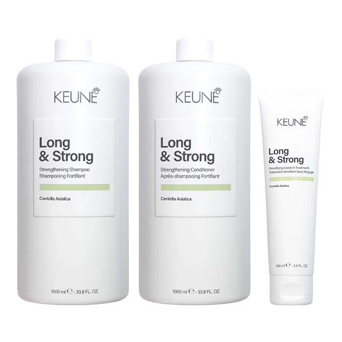 Pachet pentru parul deteriorat Care Long&Strong - Sampon 1000ml, Balsam 1000ml, Tratament 100ml