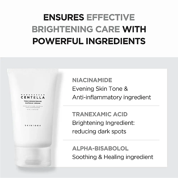 Crema calmanta cu niacinamide pentru luminozitate Madagascar Centella Tone Brightening Capsule