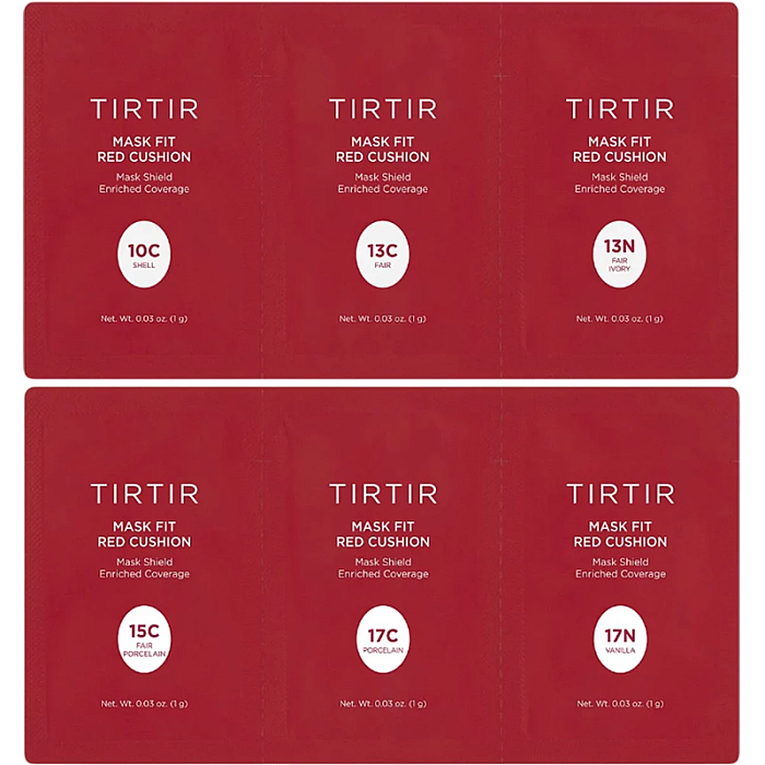 Set testare 6 mostre Fond de ten cushion cu SPF40 Mask Fit Red Cushion