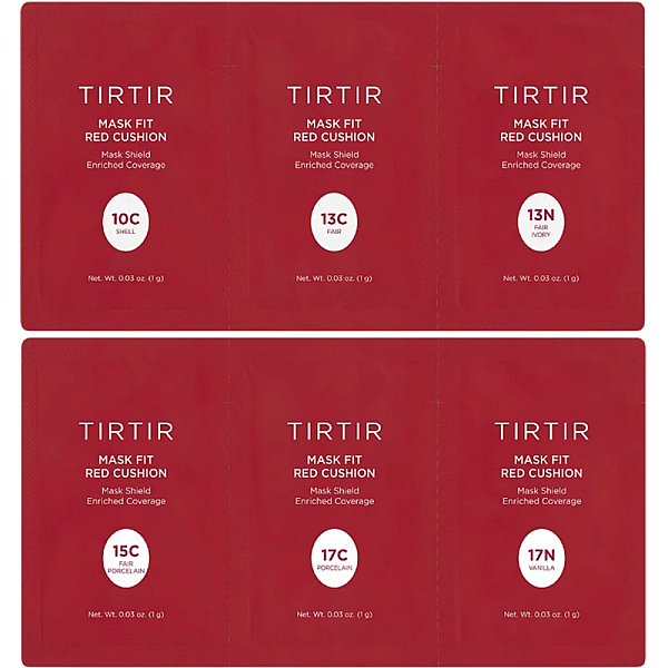 Set testare 6 mostre Fond de ten cushion cu SPF40 Mask Fit Red Cushion
