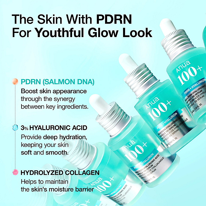Ser hidratant pentru luminozitate cu PDRN si Acid Hialuronic capsule 100