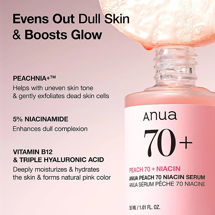 Ser hidratant iluminator Peach 70+Niacinamide