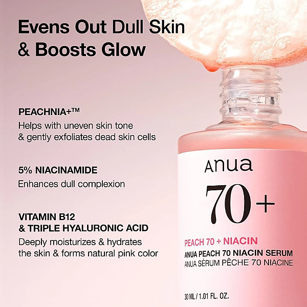 Ser hidratant iluminator Peach 70+Niacinamide