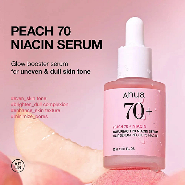 Ser hidratant iluminator Peach 70+Niacinamide