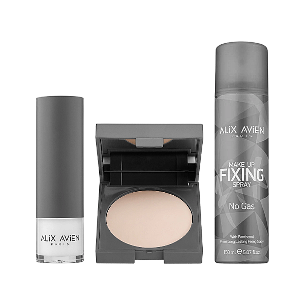 Bundle Baza de machiaj, Pudra compacta, Spray de fixare