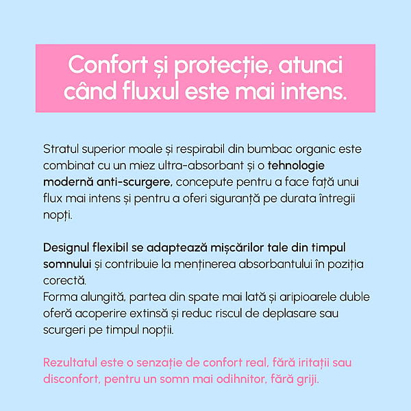Absorbante de noapte din bumbac 100% organic