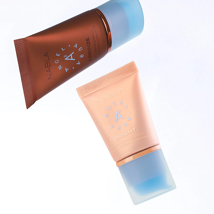 Set mini Sun-Kissed Glow Angel Aura - Lotiune iluminatoare, Serum bronzant