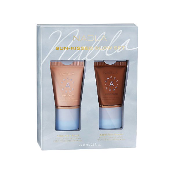 Set mini Sun-Kissed Glow Angel Aura - Lotiune iluminatoare, Serum bronzant