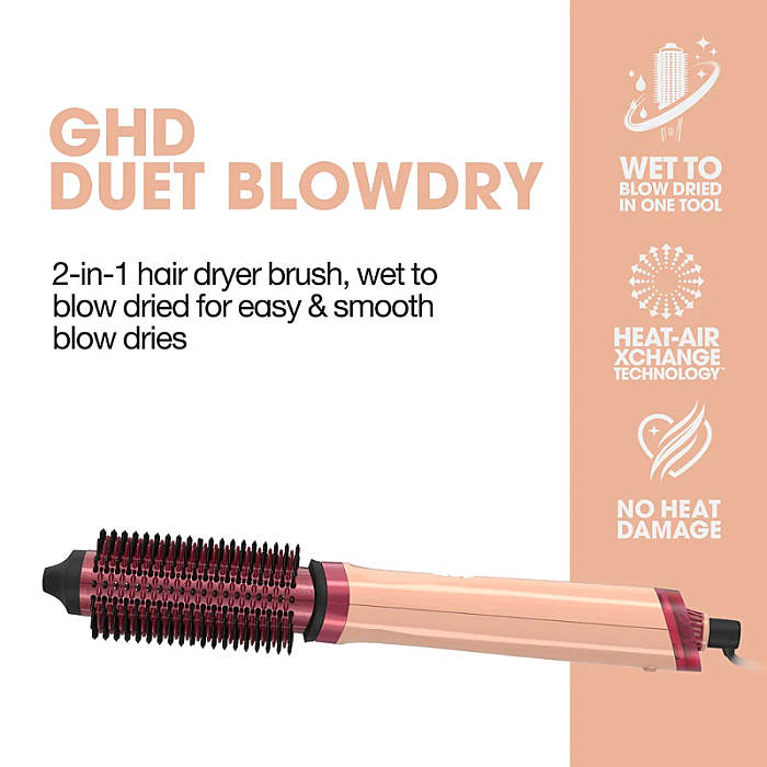 Perie de par electrica profesionala 2 in 1 Duet Blowdry Sun-Kissed Peach Limited Edition