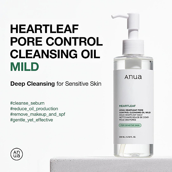 Ulei de curatare si demachiere pentru ten sensibil Heartleaf Pore Control Cleansing Oil Mild