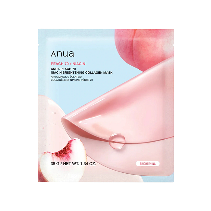 Masca hidrogel iluminatoare pentru tenul tern Peach 70 Niacin Brightening Collagen Mask