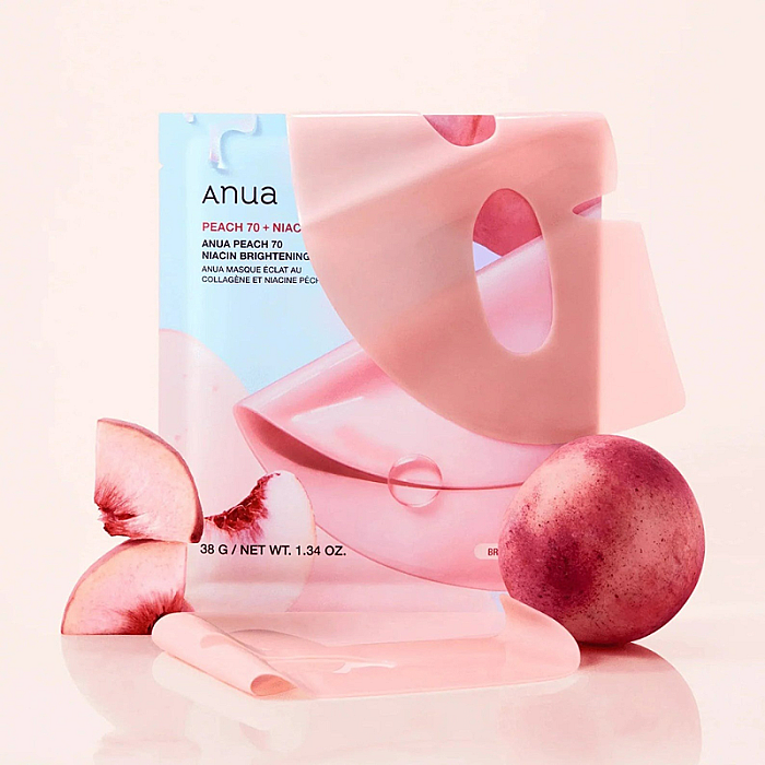 Masca hidrogel iluminatoare pentru tenul tern Peach 70 Niacin Brightening Collagen Mask
