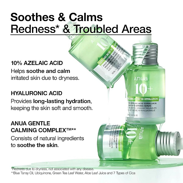 Ser calmant anti-roseata pentru piele sensibila Azelaic Acid 10 Hyaluron Redness Soothing