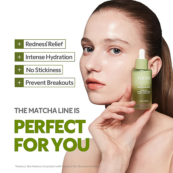 Ser calmant anti-roseata cu niacinamide si extract de ceai verde Matcha Dual Serum