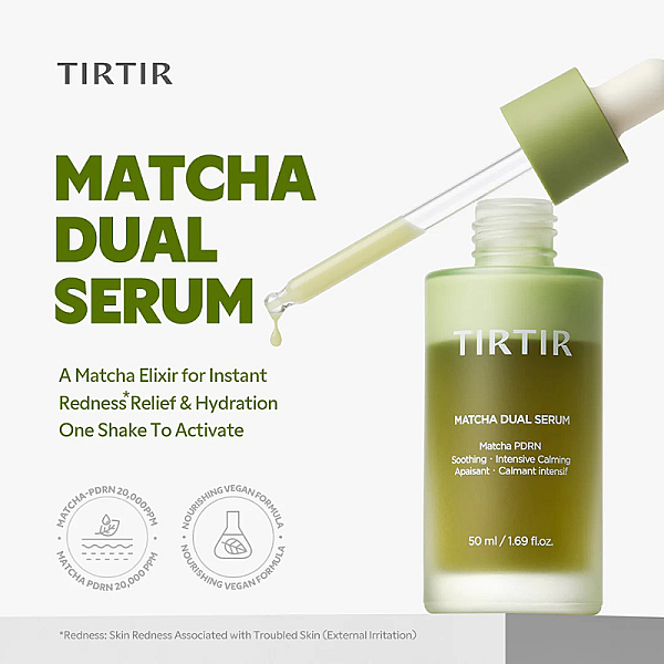 Ser calmant anti-roseata cu niacinamide si extract de ceai verde Matcha Dual Serum