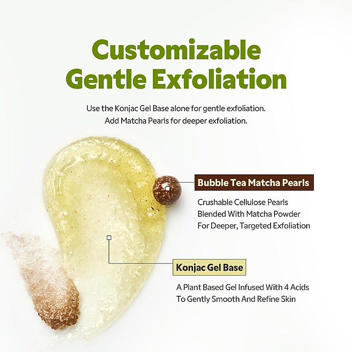 Exfoliant facial cu gel de konjac si acid salicilic Matcha Bubble Tea Scrub