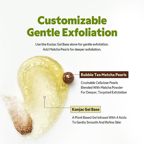 Exfoliant facial cu gel de konjac si acid salicilic Matcha Bubble Tea Scrub