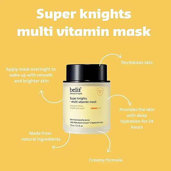 Masca de noapte revitalizanta cu niacinamide si acid ascorbic Super Knights Vitamin Mask