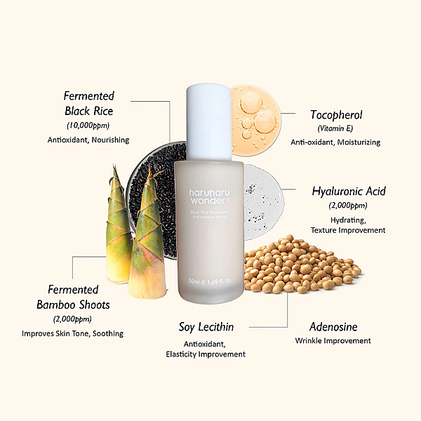 Ser de fata concentrat anti-rid cu acid hialuronic Black Rice Hyaluronic Anti-Wrinkle Serum