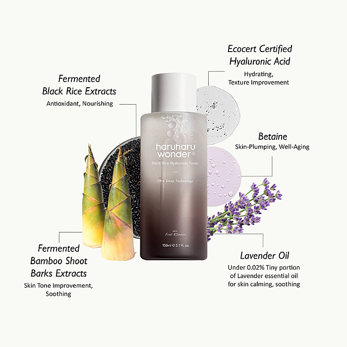 Toner de fata intens hidratant cu extract de orez negru fermentat si acid hialuronic Black Rice Hyaluronic Toner