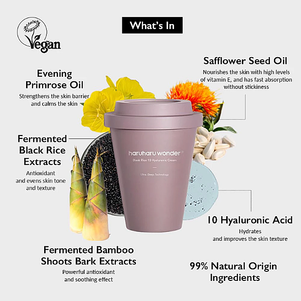 Crema de fata hidratanta cu 10 tipuri de acid hialuronic si extract de orez negru fermentat Black Rice 10 Hyaluronic Cream