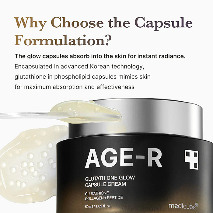Crema anti-age pentru hidratare si luminozitate cu capsule Age-R Glutathione Glow Capsule Cream