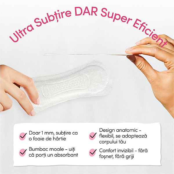 Absorbante zilnice cu bumbac organic ultra-subtiri