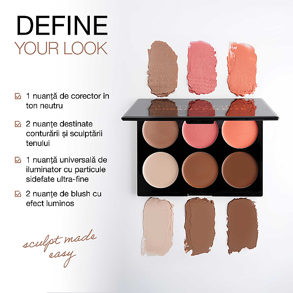 Paleta cremoasa blush, contur si iluminator all you need creamy palette