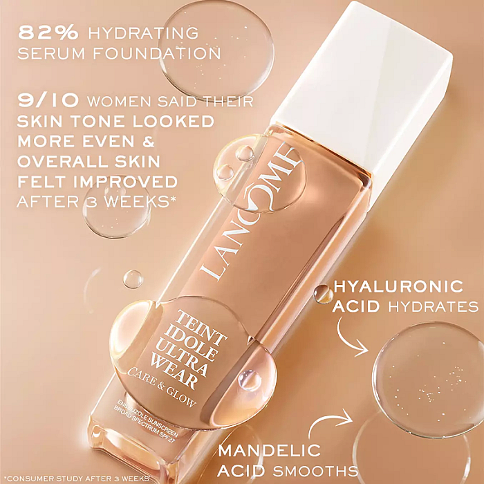 Fond de ten cu efect luminos Teint Idole Ultra Wear Care & Glow