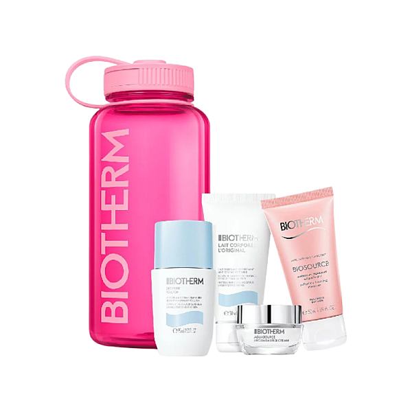 Set de hidratare cu sticla reutilizabila Pink Drop Skin & Body Hydration Essentials