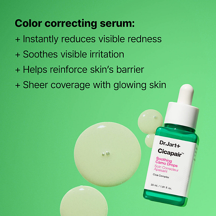 Ser fluid corector pentru roseata cu SPF 20 si Centella Asiatica Cicapair Soothing Camo Drops