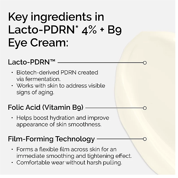 Crema antirid pentru zona ochilor cu 4% Lacto-PDRN si vitamina B9