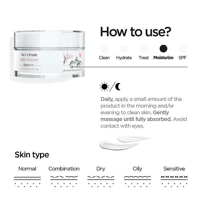 Crema hidratanta cu textura lejera Japanese Ritual Face Cream Light Texture