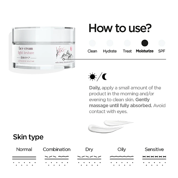 Crema hidratanta cu textura lejera Japanese Ritual Face Cream Light Texture