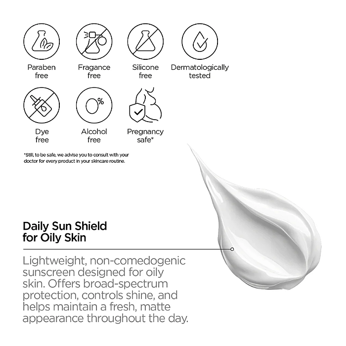Crema cu protectie solara SPF50 pentru ten gras Daily Sun Shield