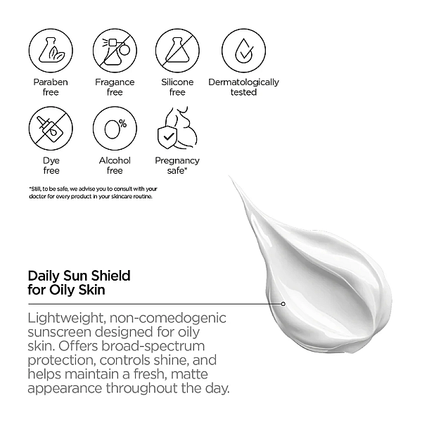 Crema cu protectie solara SPF50 pentru ten gras Daily Sun Shield